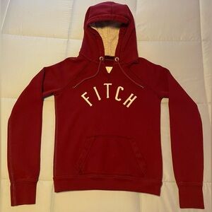 Vintage Abercrombie & Fitch Women’s Pullover Hoodie - MEDIUM - Burgundy | Y2K